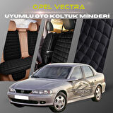 Opel Vectra Siyah Renk Tay Tüyü Cepli & Terletmez Sırtlı Oto Koltuk Minder Seti - Koltuk Koruma Kılıfı (ÖN & ARKA TAM SET)