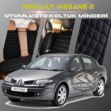 Renault Megane 2 Siyah Renk Tay Tüyü Cepli & Terletmez Sırtlı Oto Koltuk Minder Seti - Koltuk Koruma Kılıfı (ÖN & ARKA TAM SET)