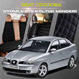 Seat Cordoba Siyah Renk Tay Tüyü Cepli & Terletmez Sırtlı Oto Koltuk Minder Seti - Koltuk Koruma Kılıfı (ÖN & ARKA TAM SET)