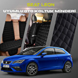 Seat Leon Siyah Renk Tay Tüyü Cepli & Terletmez Sırtlı Oto Koltuk Minder Seti - Koltuk Koruma Kılıfı (ÖN & ARKA TAM SET)
