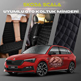 Skoda Scala Siyah Renk Tay Tüyü Cepli & Terletmez Sırtlı Oto Koltuk Minder Seti - Koltuk Koruma Kılıfı (ÖN & ARKA TAM SET)