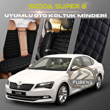 Skoda SuperB Siyah Renk Tay Tüyü Cepli & Terletmez Sırtlı Oto Koltuk Minder Seti - Koltuk Koruma Kılıfı (ÖN & ARKA TAM SET)