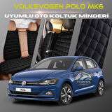 Volksvogen Polo MK6 Siyah Renk Tay Tüyü Cepli & Terletmez Sırtlı Oto Koltuk Minder Seti - Koltuk Koruma Kılıfı (ÖN & ARKA TAM SET)