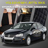 Volksvogen Jetta Mk5 Siyah Renk Tay Tüyü Cepli & Terletmez Sırtlı Oto Koltuk Minder Seti - Koltuk Koruma Kılıfı (ÖN & ARKA TAM SET)