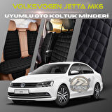 Volksvogen Jetta mk6 Siyah Renk Tay Tüyü Cepli & Terletmez Sırtlı Oto Koltuk Minder Seti - Koltuk Koruma Kılıfı (ÖN & ARKA TAM SET)