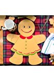 Gingerbread Kurabiye Kız 32 cm Geometrik Kahverengi Temizlenebilir Yılbaşı Konseptli Amerikan Servis Takımı Tek Kişilik