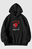 Korsan Zoro Baskılı Unisex Kanguru Cepli Kapüşonlu Sweatshirt Hoodie | M