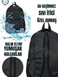 SİYAH OKUL ÇANTASI 3'LÜ SET Su Itici Özel Kumaş Hafif Sırt Çantası  BATMAN SULUK ve BESLENME