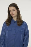 T-1663 LUMİRA TUNİK 42-48 Mavi Tunik