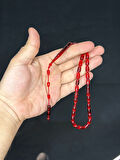  MERMİ KESİM KIRMIZI RENK PLASTİK TESBİH 4 ADET SET T-478-4