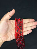  MERMİ KESİM KIRMIZI RENK PLASTİK TESBİH 6 ADET SET T-478-6