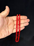 ATEŞ KEHRİBAR TESBİH KESME KESİM KIRMIZI-PEMBE RENK 10MM X 7MM T-524