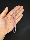 TOZ KEHRİBAR TESBİH KÜÇÜK BOY AÇIK MOR RENK KESME KESİM 4MMX8MM T-598