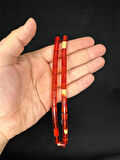 ATEŞ KEHRİBAR TESBİH KIRMIZI-BEYAZ RENKLİ KESME KESİM 10,5MMX6MM T-660