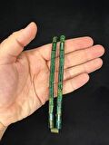 ATEŞ KEHRİBAR TESBİH YEŞİL-BEYAZ RENKLİ KESME KESİM 10,5MMX6MM T-662