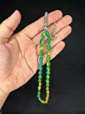 TOZ KEHRİBAR TESBİH YEŞİL RENKLİ BEYZİ KESİM 11MMX7,5MM T-668