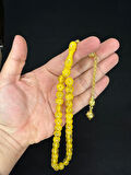 ALTIN VARAKLI UÇAK CAMI TESBİH KÜRE KESİM 10MM SARI RENKLİ T-686