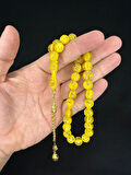 ALTIN VARAKLI UÇAK CAMI TESBİH KÜRE KESİM 10MM SARI RENKLİ T-686