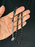 BORDO MAVİ SÜRMELİ UÇAK CAMI TESBİH BEYZİ KESİM 12MMX7MM T-764