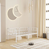 Daybed, Zenit Metal Karyola Beyaz, Korkuluklu Karyola, Ölçü Seçenekli