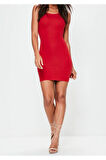 Sırt Dekolteli Mini Örme Elbise