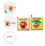 2 Kitap Tox Sebzeler ve Meyveler Kumaş Sessiz Kitap T113 T049 - Bez Kitap , Eğitici Oyuncak , Yumuşak ve Hışırtılı