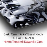 Modern Dekoratif Cam Tablo 3D Efektli Soyut Kadın Yüzü Siyah Beyaz Akışkan Lüks Salon Ofis Dekoru