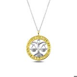​925 Ayar Gümüş Gold Terazi Burcu Gümüş Kolye