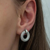 ​Gümüş Çok Taşlı Daire Küpe