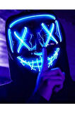 Vothoon Hallowen Led Işıklı Neon Parti Maske 3 Modlu Parti Eğlence Maskesi Yılbaşı Mavi