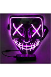 Vothoon Hallowen Led Işıklı Neon Parti Maske 3 Modlu Parti Eğlence Maskesi Yılbaşı Mor