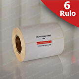 100x100 Termal Etiket 6 Rulo | 1.500 adet Termal barkod etiketi | Kargo Etiketi