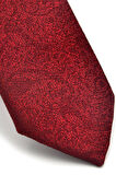 Bordo Şal Desenli Dokuma Kumaş Mendilli Slim Fit Kravat  / SDK-230203