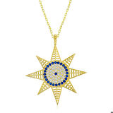 Gümüş Gold Nazarlı Kutup Yıldızı Kadın Kolye