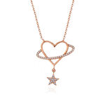 925 Ayar Gümüş Rose Kalp Yıldız Kadın Kolye