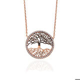 925 Ayar Gümüş Rose Hayat Ağacı Kadın Kolye