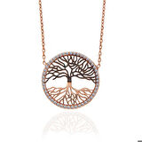 925 Ayar Gümüş Rose Hayat Ağacı Kadın Kolye