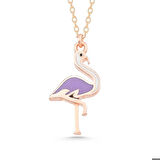 925 Ayar Gümüş Rose Flamingo Kadın Kolye