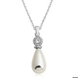 925 Ayar Gümüş Damla İnci Kadın Kolye