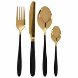 T.Concept 16 Parça Çatal Kaşık Seti Gold Siyah