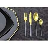 T.Concept 16 Parça Çatal Kaşık Seti Gold Siyah