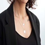 Plaka Altın Harf Kolye 14 Ayar Beyaz Altın Çift Zincirli