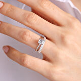 Tektaş & Yarımtur Beyaz Altın Yüzük