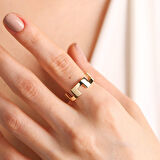 14K Altın Grek Yüzük Pave