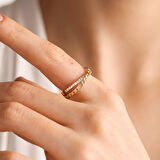 Altın Gurmet Yüzük 14K Çift SIra