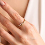 Altın Gurmet Yüzük 14K Çift SIra