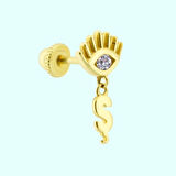 Altın Sallantılı Harf Piercing Harfler Mevcut