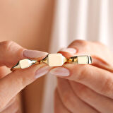 14K Altın Şövalye Yüzük (Kişiselleştir) Kare 0,6 cm