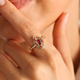 14 Ayar Altın Ruby Yüzük Özel Tasarım Coral