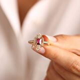 14 Ayar Altın Ruby Yüzük Özel Tasarım Coral